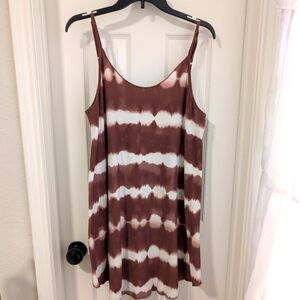 3/$10 Audrey 3+1 Brown Tie-Dye Cami Dress